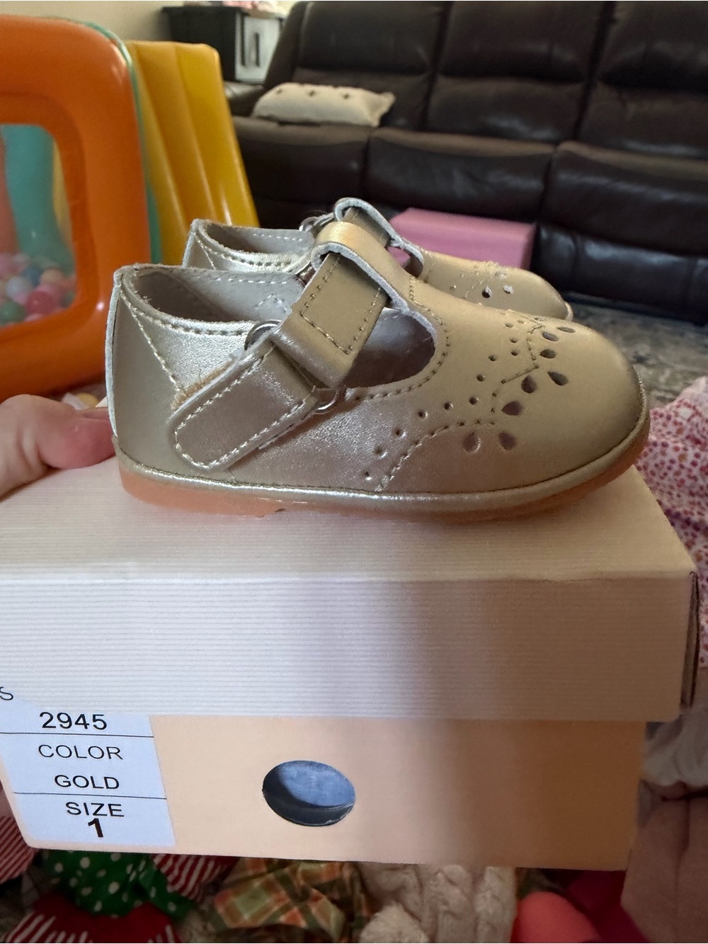 Angels Gold Mary Jane Baby Walker Shoes
